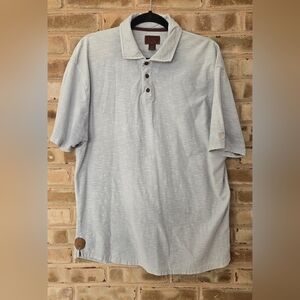 Born Men's Light Gray Polo Shirt 100% Slub Cotton Short Sleeve Size L
